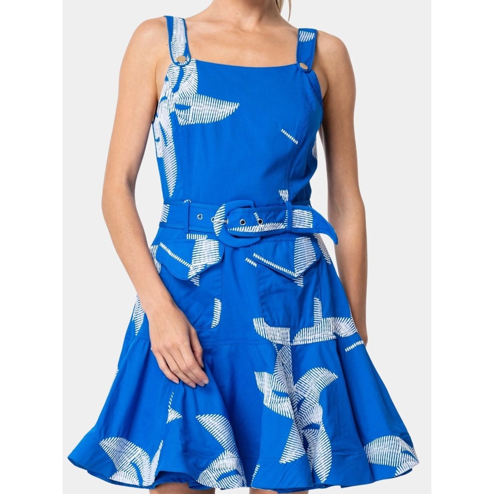 CIEBON NWT Alivia Pinwheel Embroidered Mini Cotton Dress Blue and White S